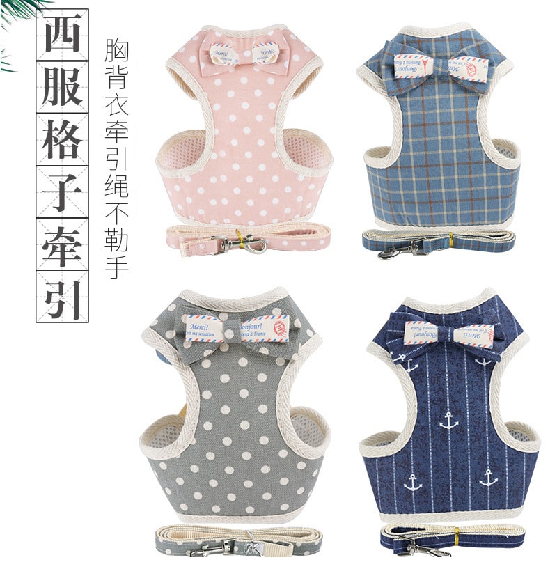 【中国直邮】尾大的喵 宠物牵引绳 灰色点点L码 宠物用品