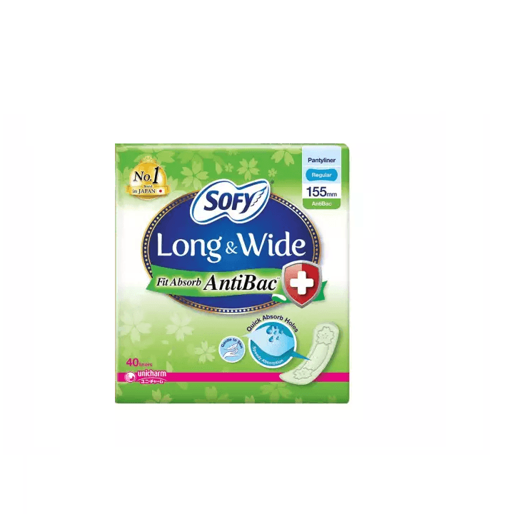Long and Wide Fit Absorb Pantyliner Regular Anti-Bac 155mm 40pcs