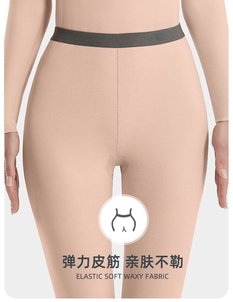 【中国直邮】爪哇岛 冬季双面磨毛 抑菌保暖内衣套装 L码 黑色-女款