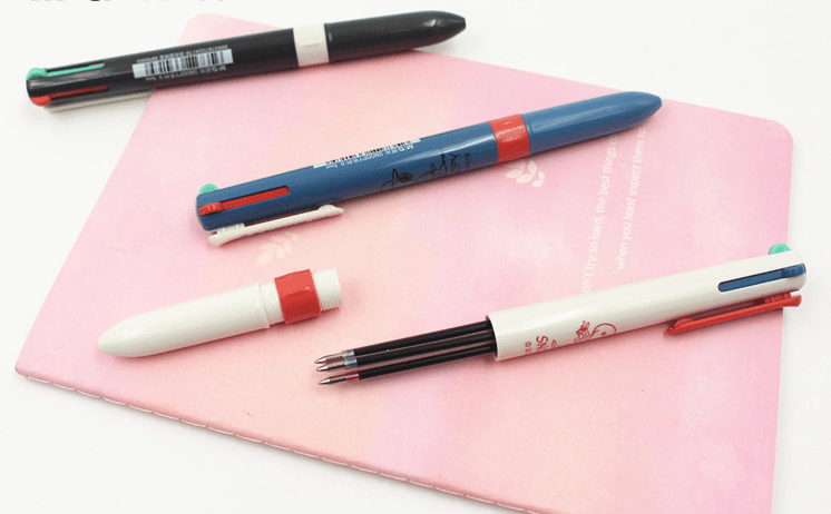 已淘汰[中国直邮]晨光M&G 史努比系列 四色按动圆珠笔SBP80603 0.5MM  黑、蓝、绿、红 3支装