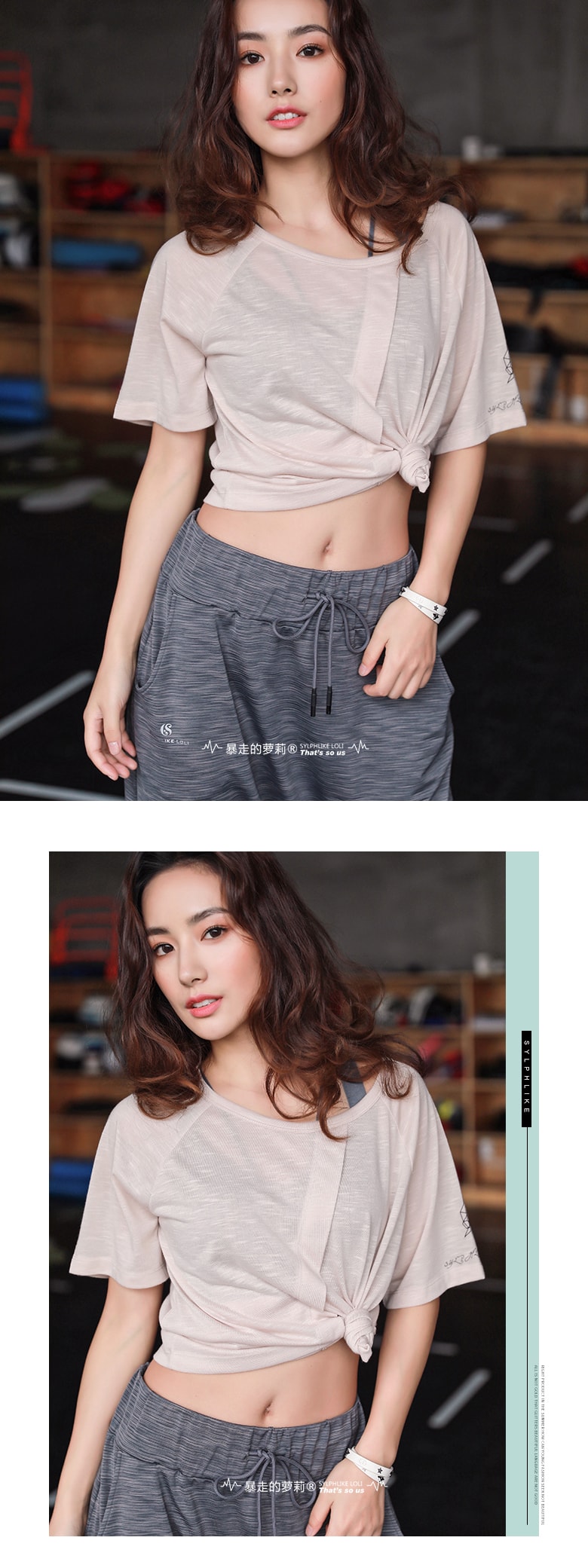暴走的萝莉 宽松运动短袖女 夏季薄款透气显瘦速干跑步健身T恤上衣/陨石黑#/L