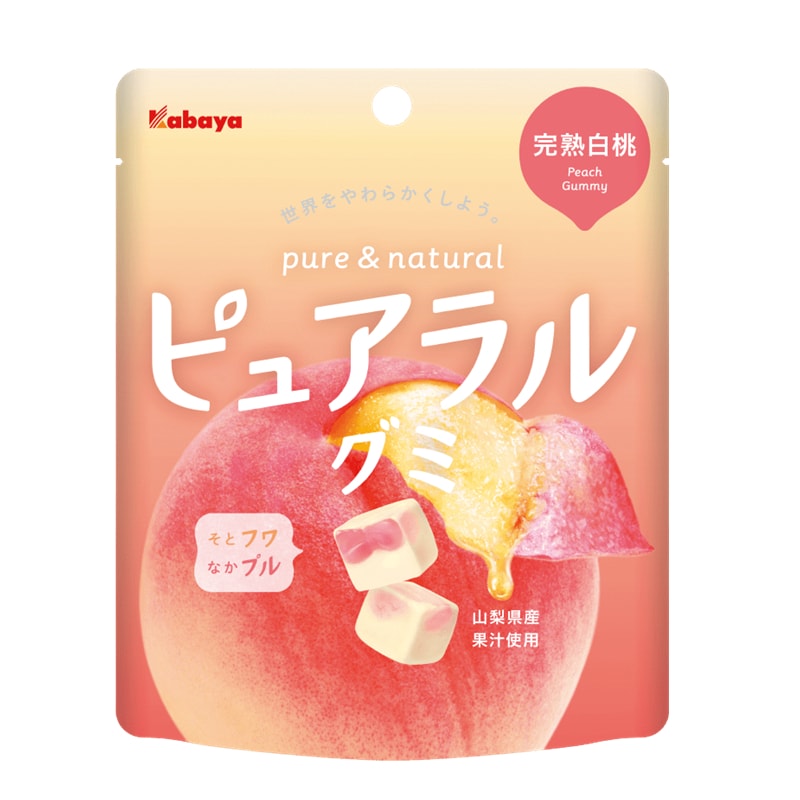 【日本直郵】DHL直效郵件3-5天至 日本 2021年夏季限定 KABAYA 軟糖與棉花糖的結合 山梨白桃日本國產果汁夾心軟糖 45g