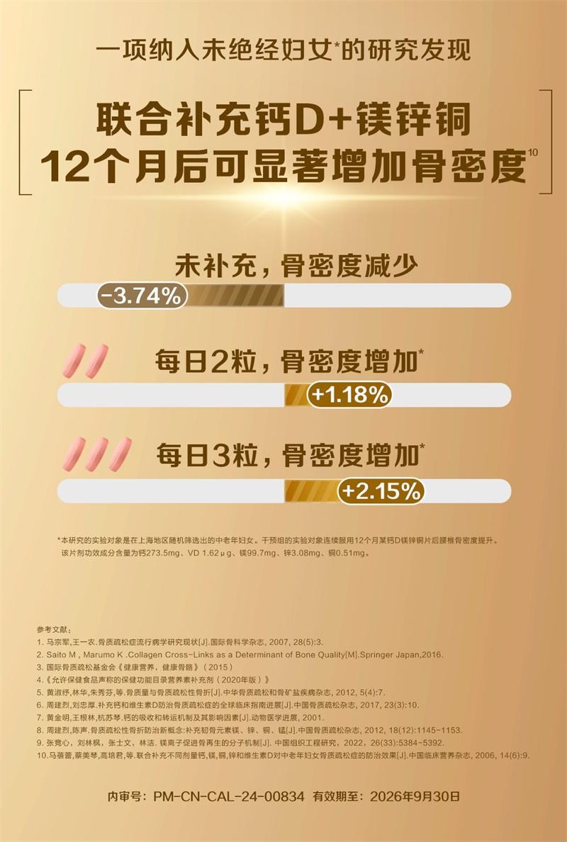 【中国直邮】 钙尔奇 多种矿物质维生素D片 中老年人补钙碳酸钙D3腰腿疼痛正品60粒/瓶(建议拍3盒)