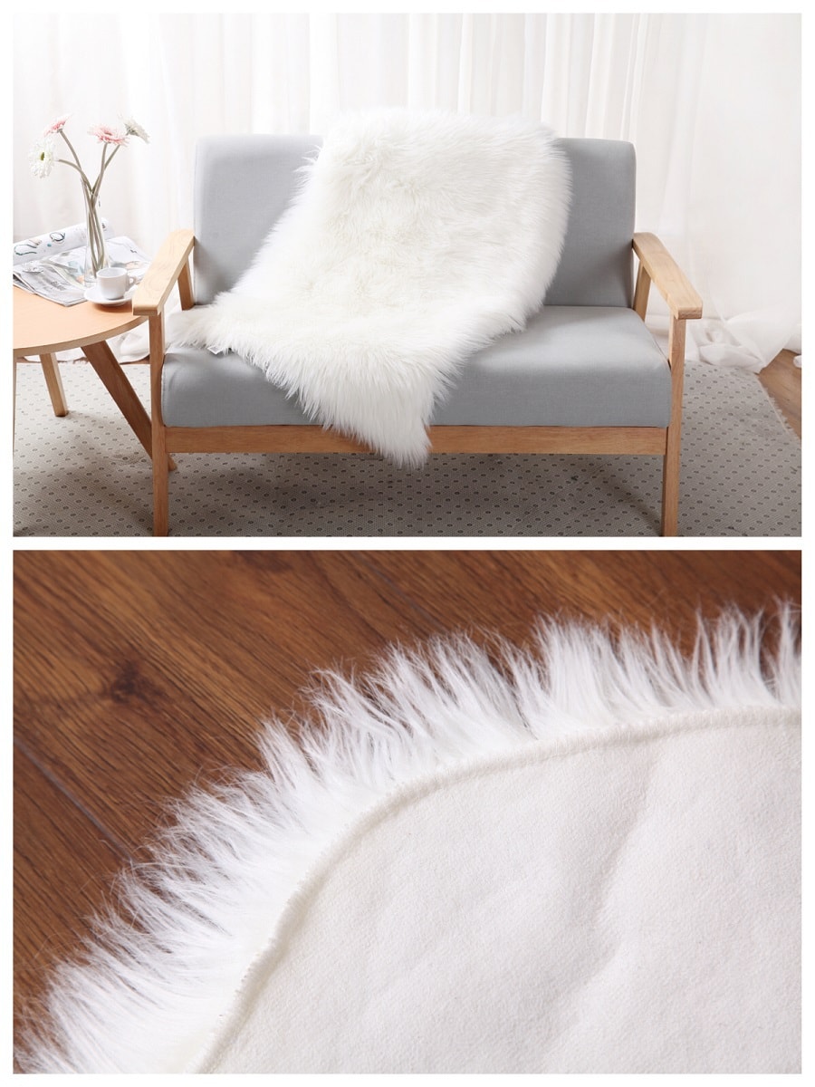 Premium Down白色简约温馨地毯. 客厅卧室地毯电脑椅垫毯(W)24”x(L)40”