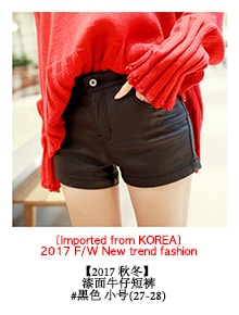 [KOREA] Faux Leather Mini Skirt #Black S(25-26) [免费配送]