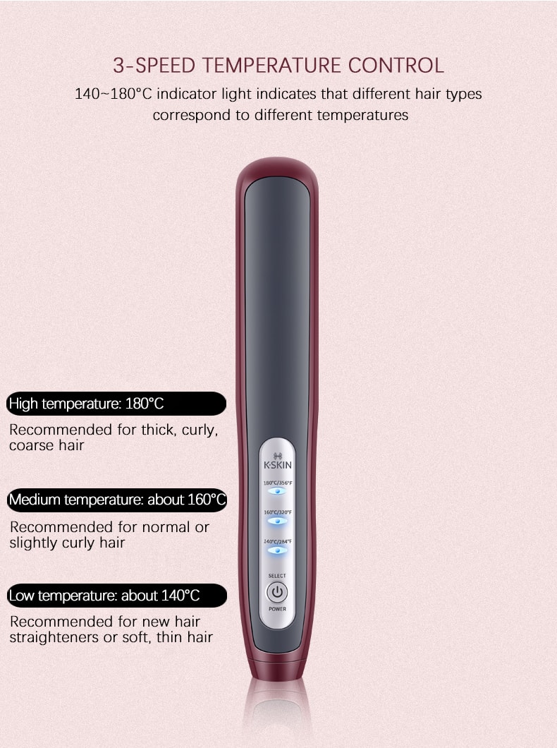 K·SKIN金米 兩用直髮梳夾板 家用直捲捲髮棒 不傷發小直板夾KD388B紅色 1台