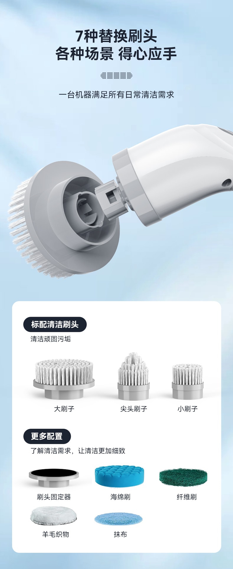 中国 MinHuang敏煌七合一多功能多头电动旋转洗涤器 白色 1件