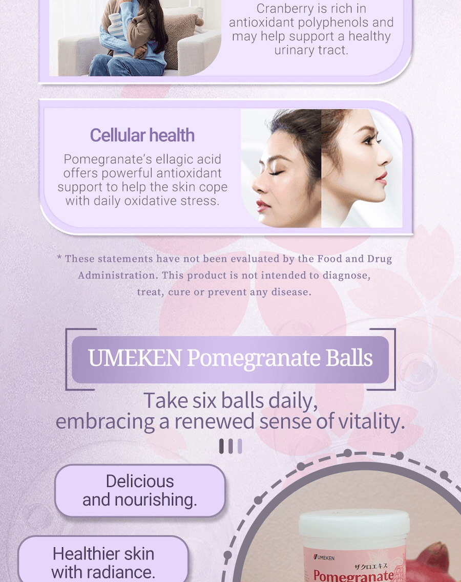 日本 UMEKEN 【 新升等】石榴濃縮丸 2個月量【韓亞航空熱銷機艙免稅商品】【日系🌸咀嚼型小丸子保養更輕鬆】【 內調外養】【 美肌抗老】美容養顏改善氣色提亮膚色】