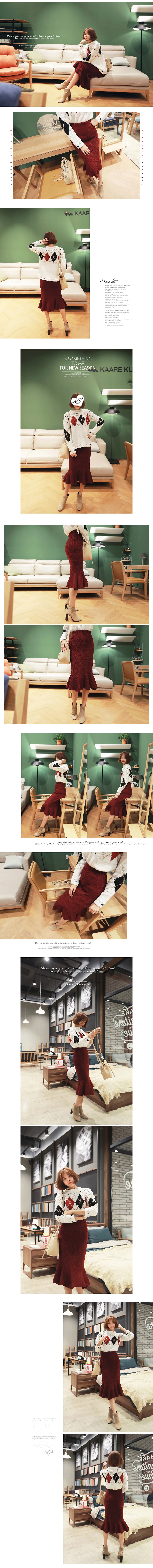 [Limited Quantity Sale] Cable-Knit Midi Skirt Wine One Size(S-M)