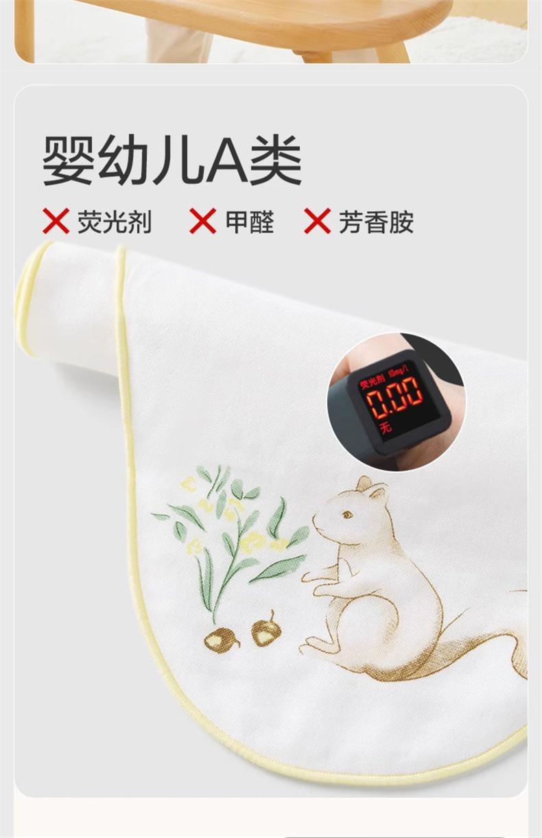 【中國直郵】 全棉時代 寶寶純棉吸汗巾幼兒園墊背男女童嬰兒隔汗巾紗布汗巾3條裝25*50cm