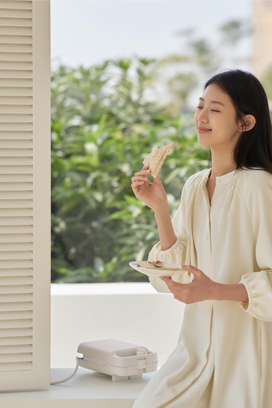 OLAYKS 宿舍/宿舍神器 早餐机华夫饼机 | 家用华夫饼三明治机 2 合 1 烤架带可拆卸不粘 多功能烤吐司全自动烤面包