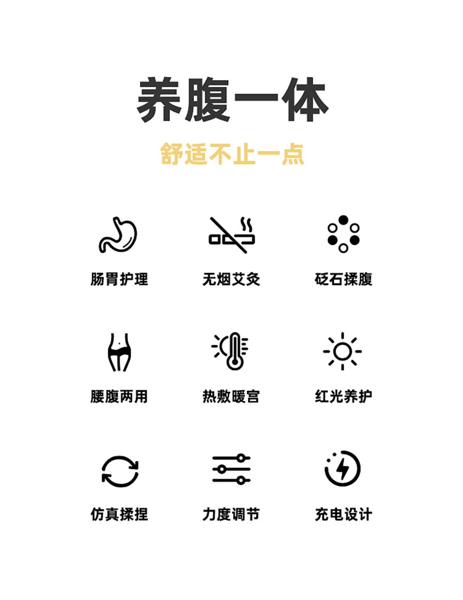 【中国直邮】ACK艾斯凯  全自动砭石揉腹仪揉肚子神器艾灸腹部按摩器护腰按摩热敷养腹  充电款米色
