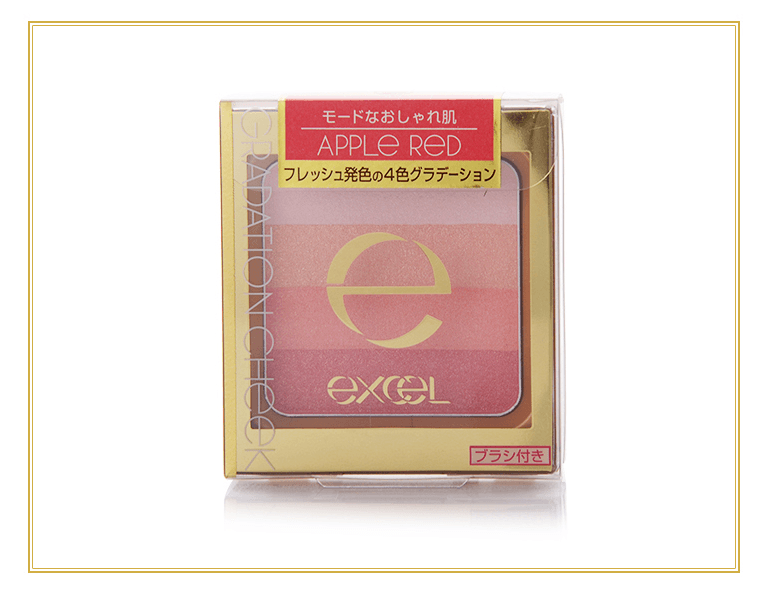 EXCEL渐层塑性腮红 渐变四色彩虹盒保湿自然微珠光带刷子#05挚爱红果