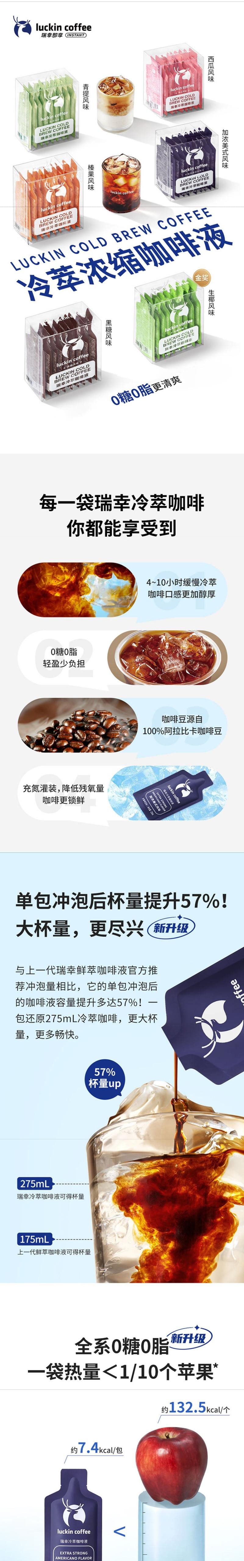 【中國直郵】 瑞幸咖啡 冷萃濃縮咖啡液 榛果風味 18袋 450ml