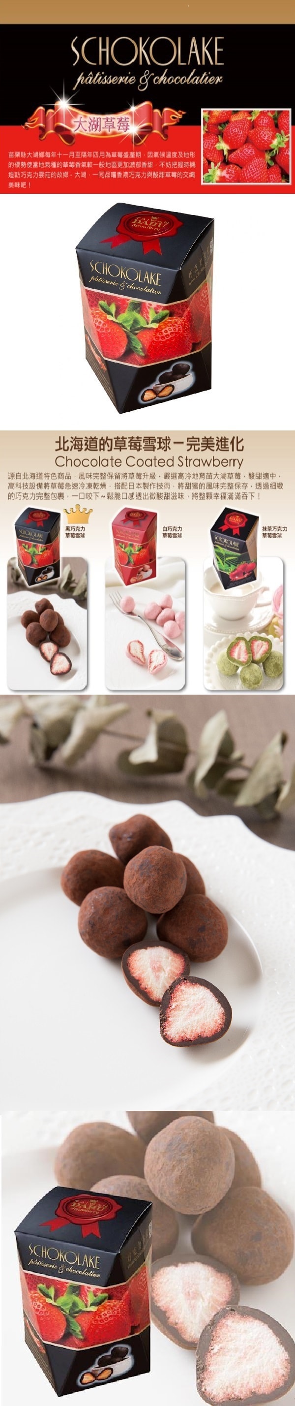 [台灣直郵] 巧克力雲莊 黑巧克力草莓雪球 90g