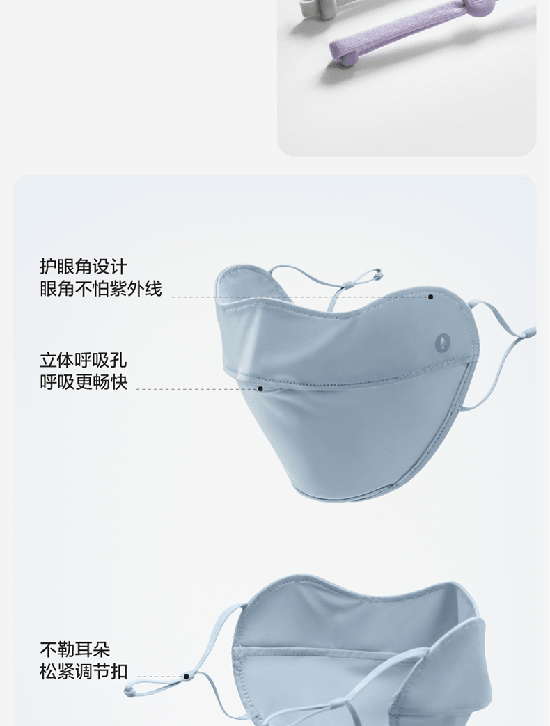 【中国直邮】蕉内Bananain 男女防紫外线透气护眼角口罩 S码-黑色款