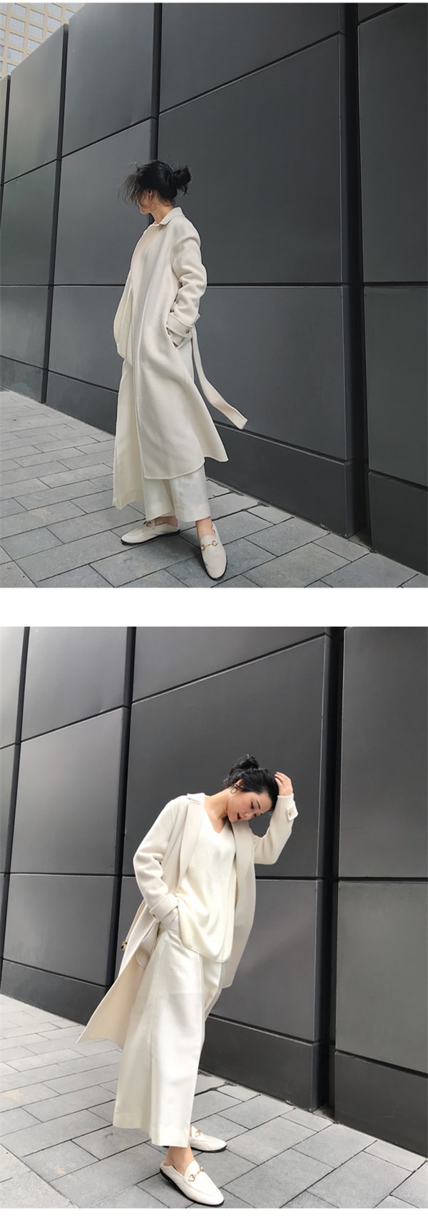 White Australian Wool Double-sided Woolen Coat for Women M
