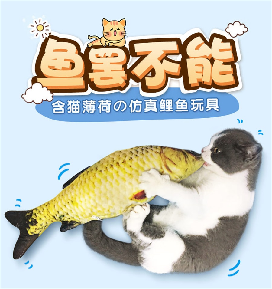 【中国直邮】华元宠具猫玩具猫薄荷仿真鲤鱼毛绒抱枕    中号鲤鱼
