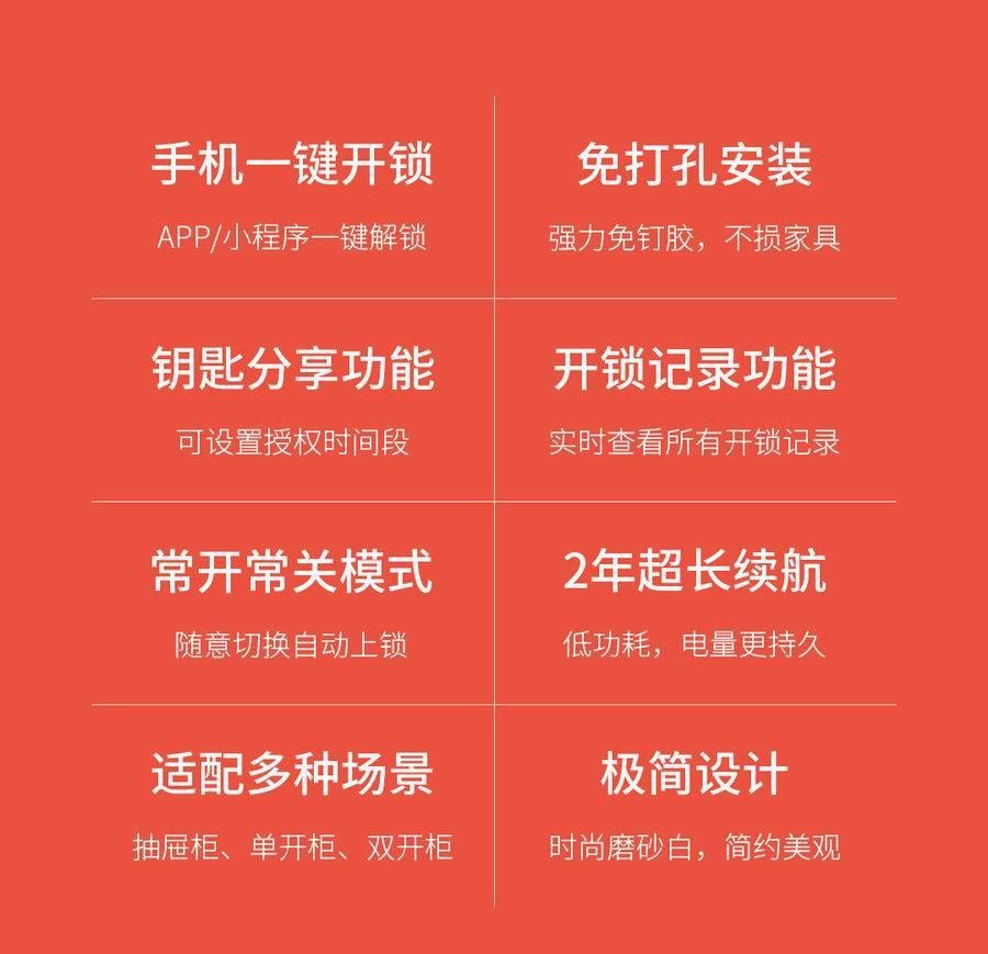 【中国直邮】小米有品易锁宝智能抽屉柜开关E 贝壳白