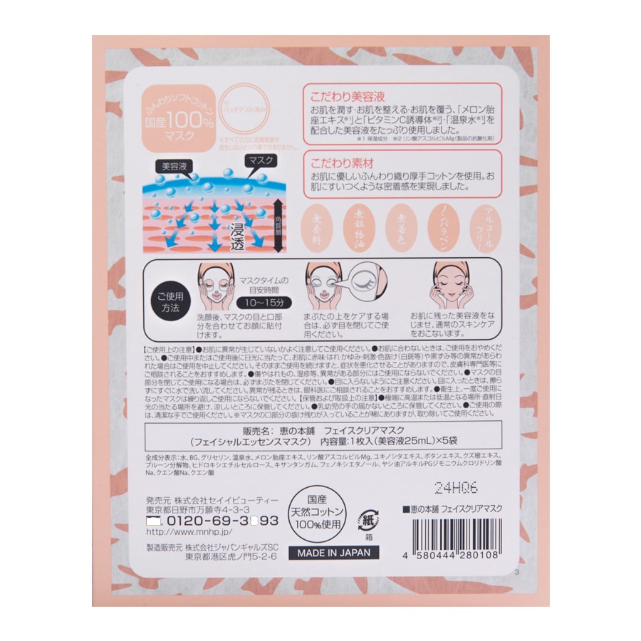 MEGUMI HONPO Beauty Fluid Face Mask Pink 5sheets