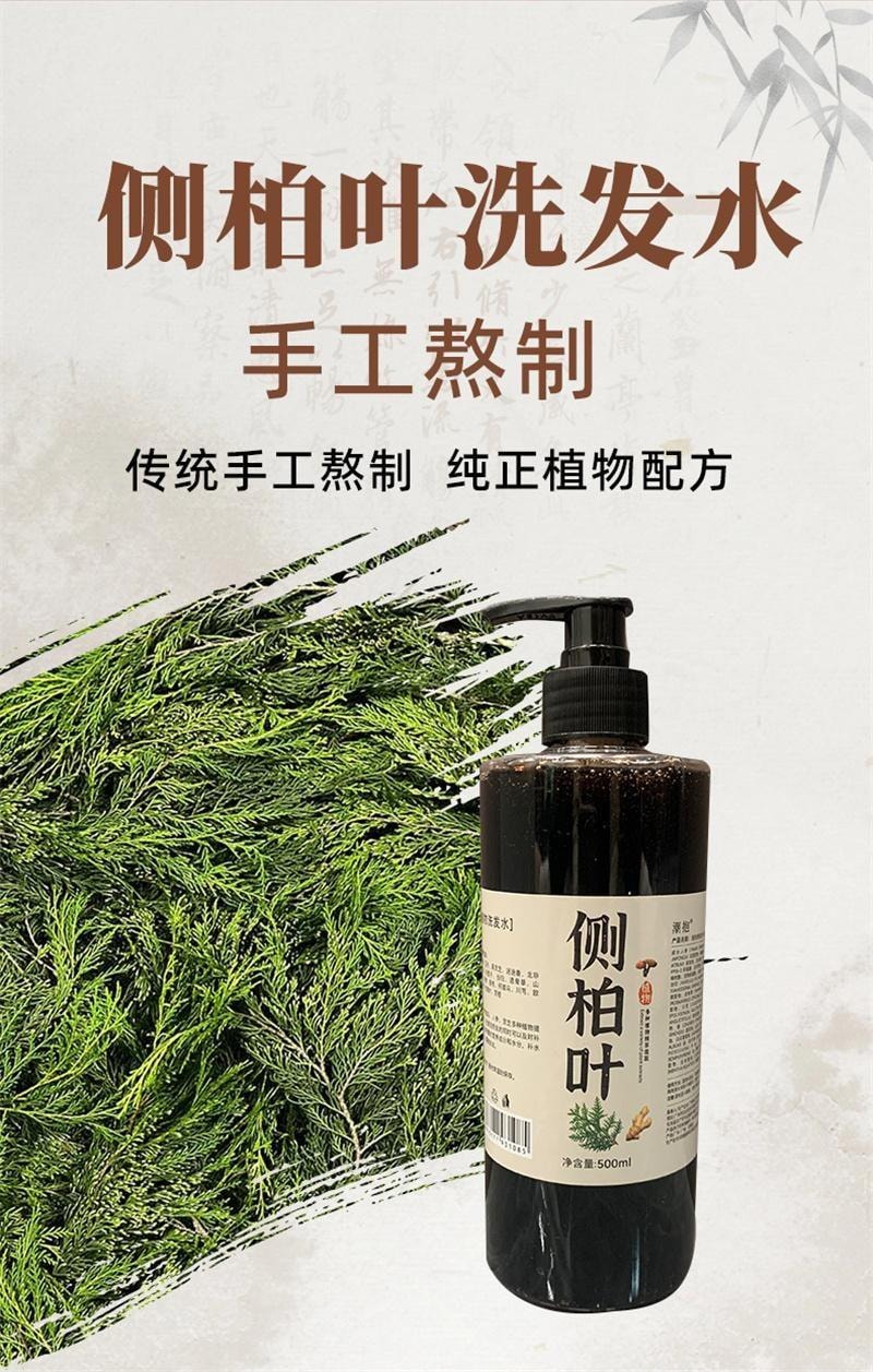 【中国直邮】 潮利 侧柏叶洗发水 去屑止痒控油生姜防脱生发纯草本洗发水500ml/瓶