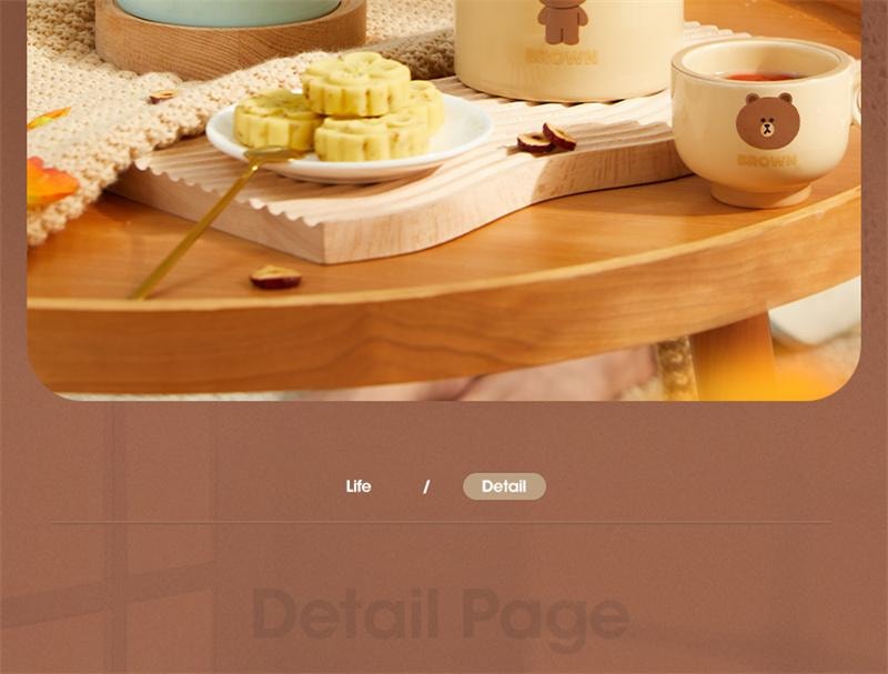 【中国直邮】 日本 LINE FRIENDS 冷水壶杯子陶瓷凉水壶水杯耐热高温  BROWN款 三件套