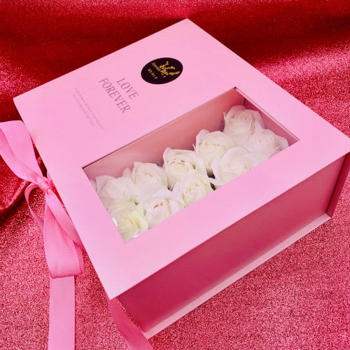 Valentine's day eternal flower soap white rose gift box