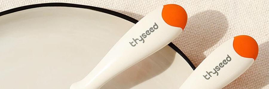 THYSEED世喜 寶寶不鏽鋼叉勺 兒童學吃飯訓練叉子湯匙飯匙 熱帶橙
