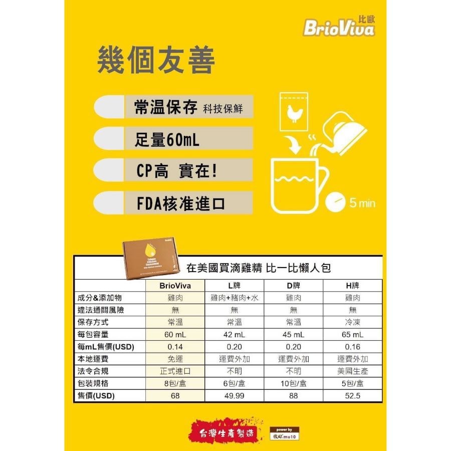 台灣 牧田比歐 傳統滴雞精 60ml*8包入 國際品管認證