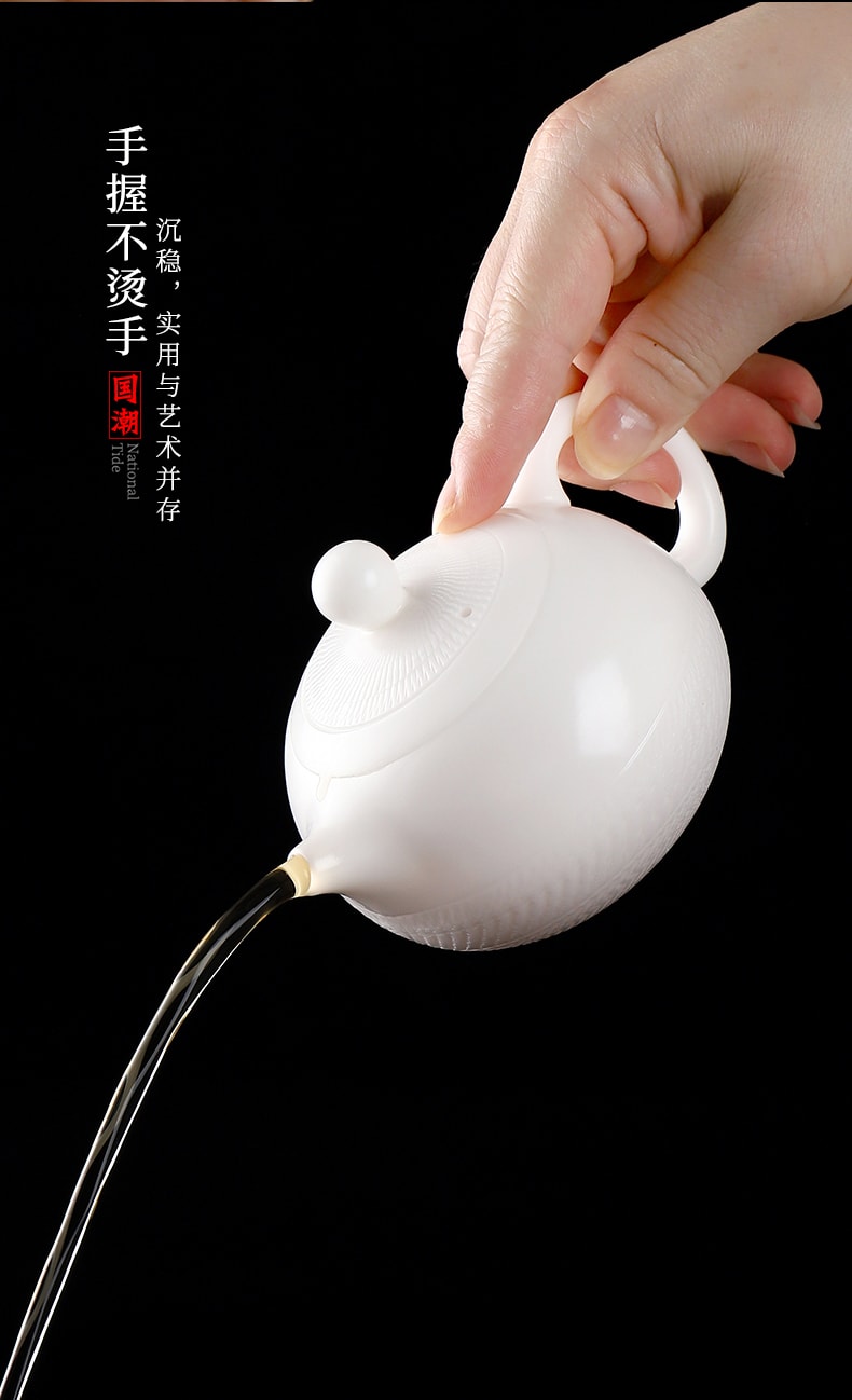 康乐品 世界瓷都白德化  王存旭大师跳刀西施壶 羊脂玉白瓷泡茶壶 简约茶壶单壶功夫茶具礼品