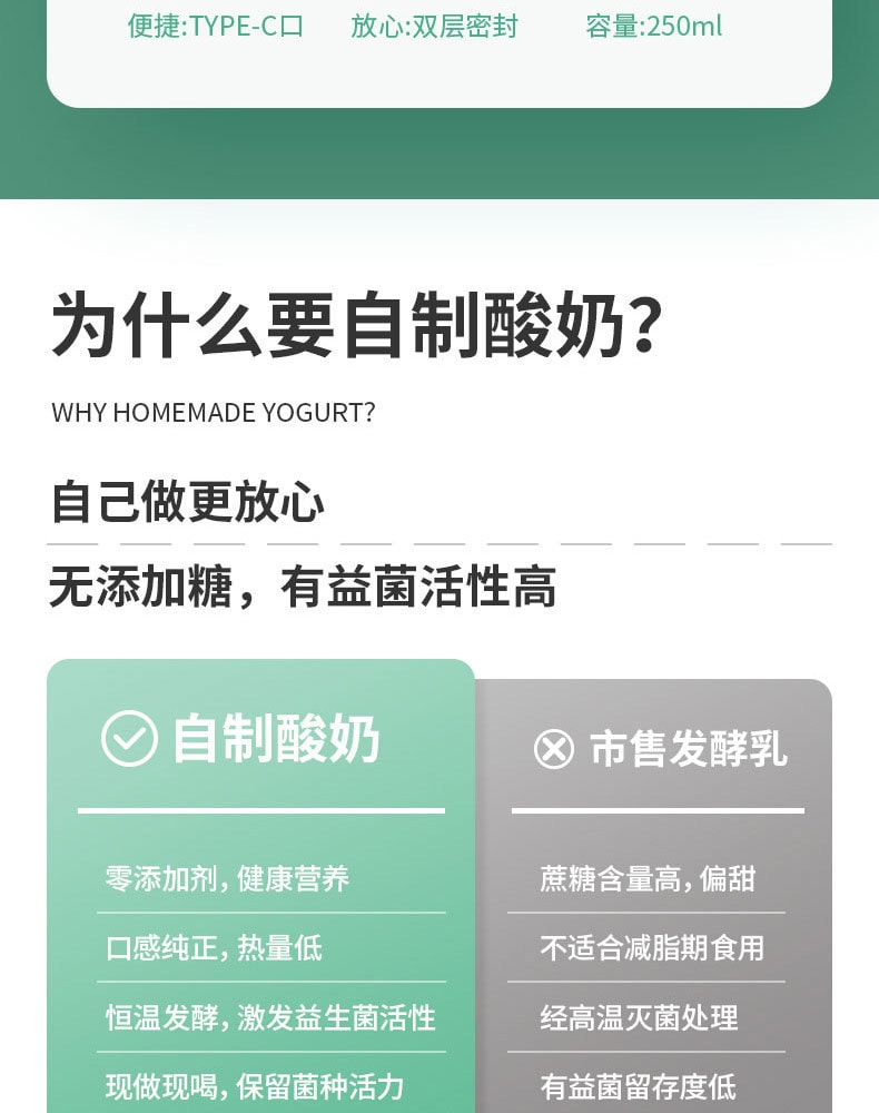 【中国直邮】勒仕  小哈猪酸奶杯冷藏酸奶机家用多功能自动玻璃小巧便携  牛奶白