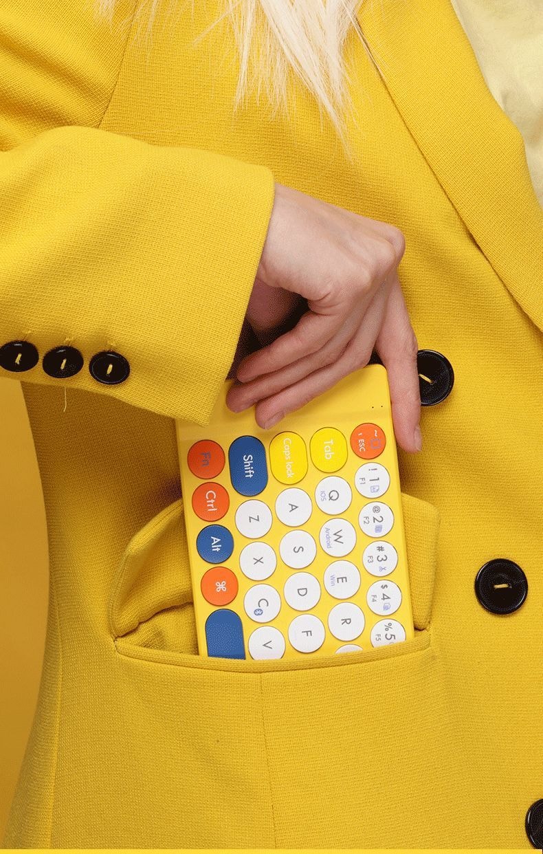 【中國直郵】Miffy米菲 折疊連接手機無線藍牙鍵盤適用於手機平板 黃色