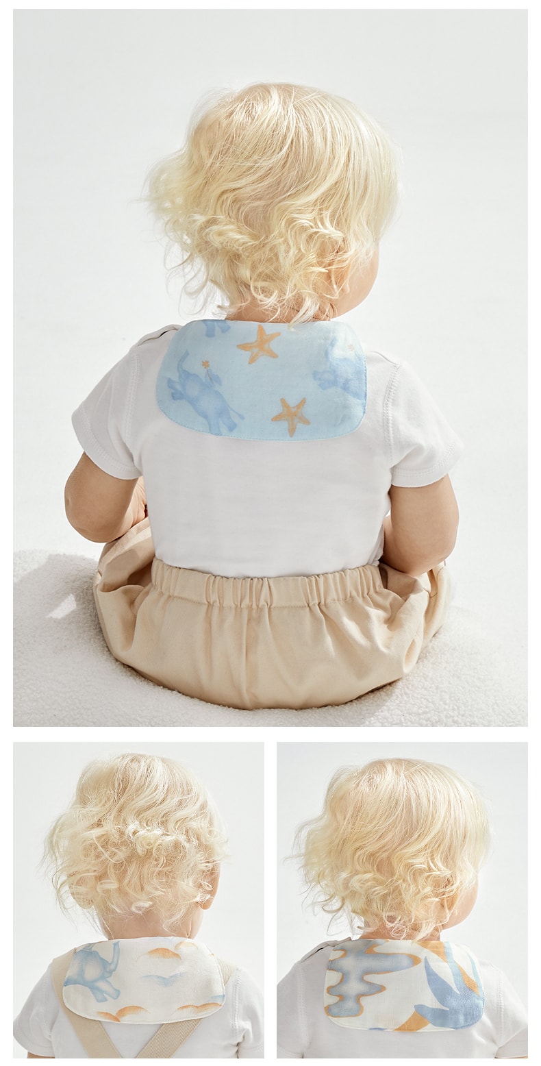 【中国直邮】bc babycare Misia-24*42cm(3条装)隔汗巾儿童纯棉垫背巾宝宝吸汗巾纱布
