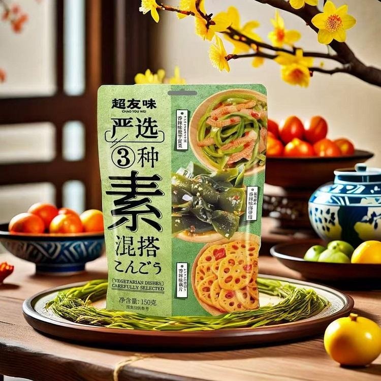 超友味 严选 三素混搭 魔芋贡菜 海带结 藕片 缤纷风味 顺滑爽脆 多重美味 150g