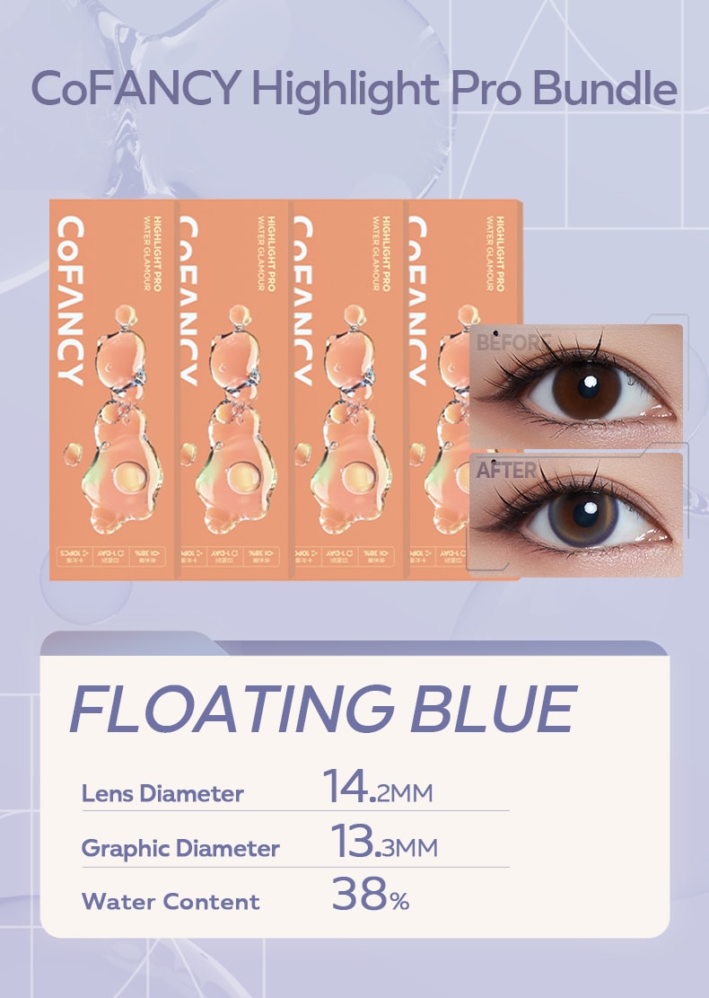 CoFANCY Highlight Pro Collection Daily Colored Contacts Bundle (4boxes/pack)#Floating Blue 0