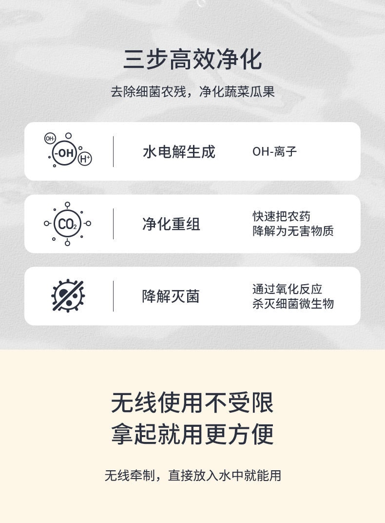 【中國直郵】EraClean世淨 蔬果清洗機 去農藥殘留淨化器 家用神器 自動消毒洗菜機 GFC01