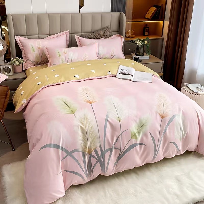 BECWARE高支純棉數位印花床上用品四件套裝系列 怡然美夢-粉 200X230公分 1套入