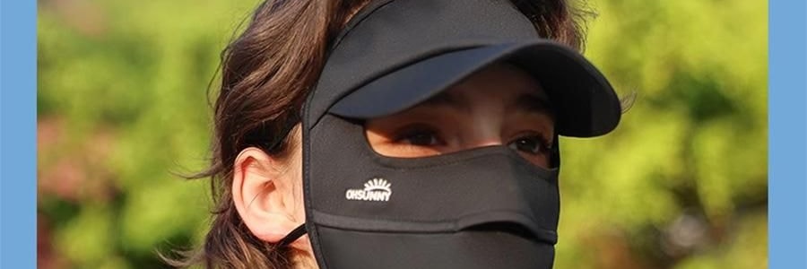 OHSUNNY 带帽檐款防晒面罩口罩 全脸防晒黑 护颈一体 云霜灰