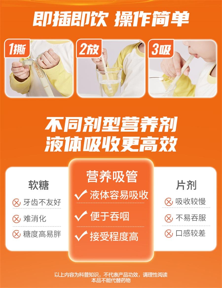 【中国直邮】 美林 水水乐维C儿童多维营养复合维生素补锌硒矿物质提升自护吸管  3.2g/袋*8袋
