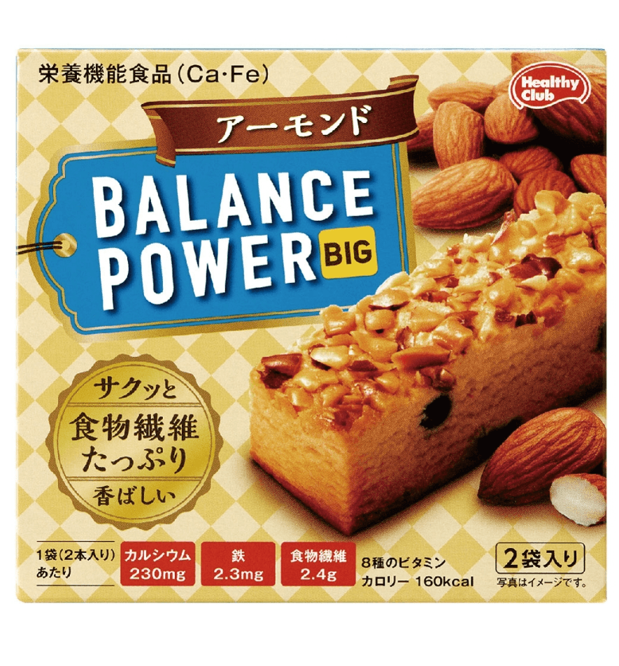 【日本直邮】滨田食品 PAPI酱推荐 BALANCE POWER BIG系列低热量营养饱腹代餐饼干杏仁味一盒2袋4枚