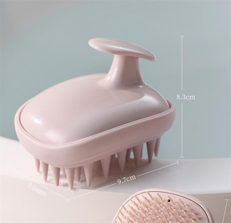 古迪 洗頭梳二合一矽膠洗頭髮神器頭部按摩梳洗 淺紫色 1個裝