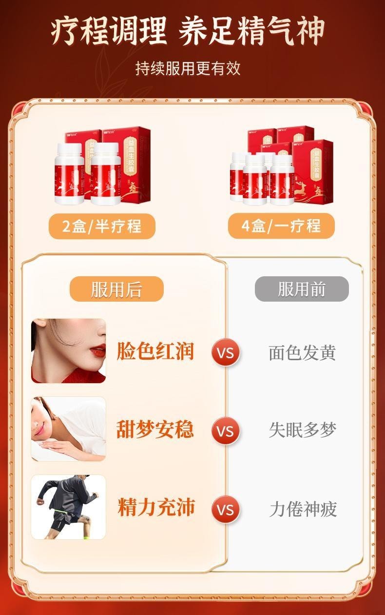 【中国直邮】 999 优力元 益血生胶囊 正品健脾益肾补肾补气血脾肾两虚生血填精 84粒/盒