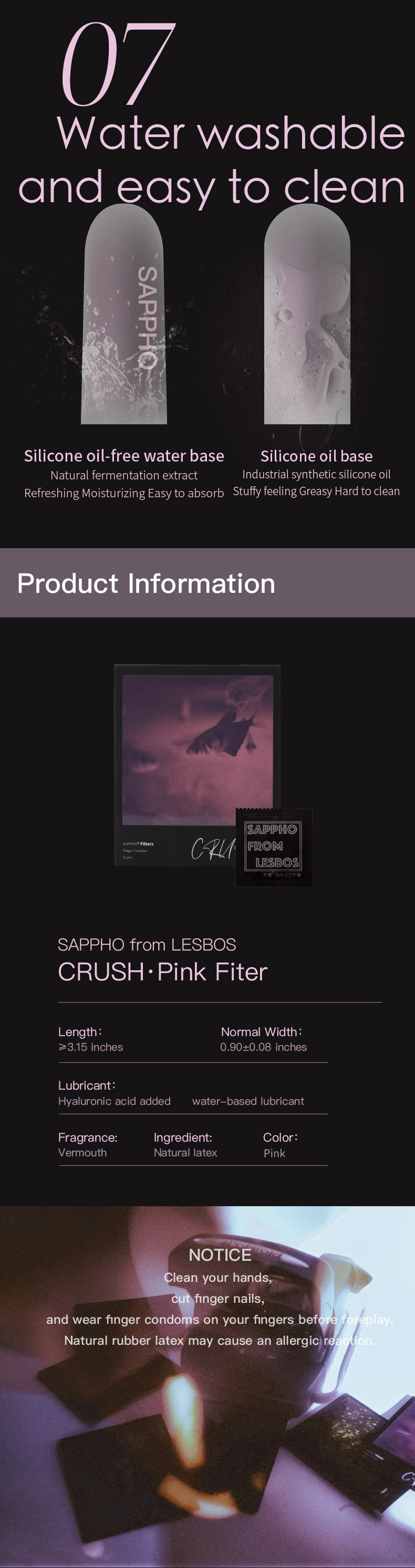 薩福 SAPPHOFROMLESBOS CRUSH系列世界盡頭(橘色) 透明酸潤滑成人女同情趣用品情人節必備les女用指套 1盒裝(12隻)