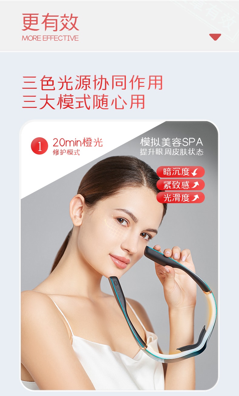 中國CHARMWIN創盈光療眼部美容儀護眼儀淡化黑眼圈除皺嫩膚儀 寶石藍 1件