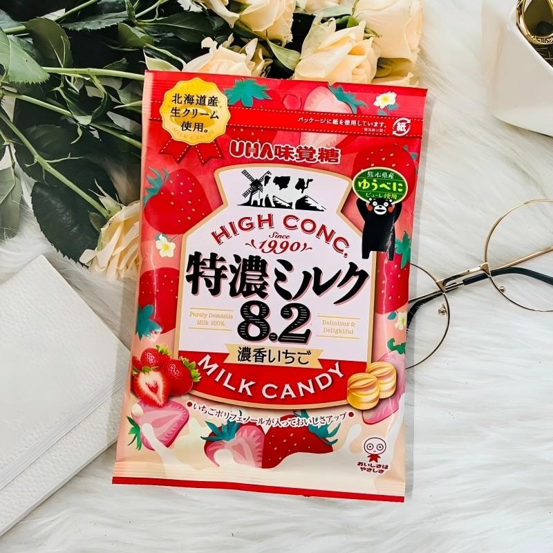 【日本直邮】日本 UHA悠哈 特浓牛奶系列 浓香草莓果酱硬糖