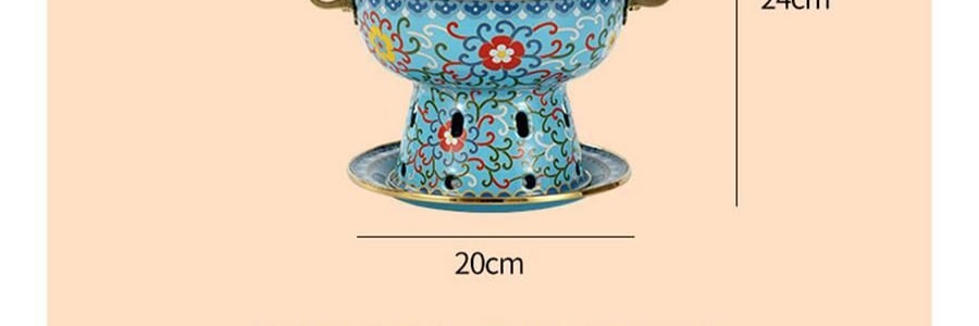 景泰蓝单人铜锅火锅 珐琅彩火锅涮锅 北京火锅铜锅涮肉 蓝色