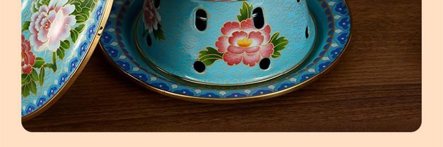 景泰蓝单人铜锅火锅 珐琅彩火锅涮锅 北京火锅铜锅涮肉 蓝色