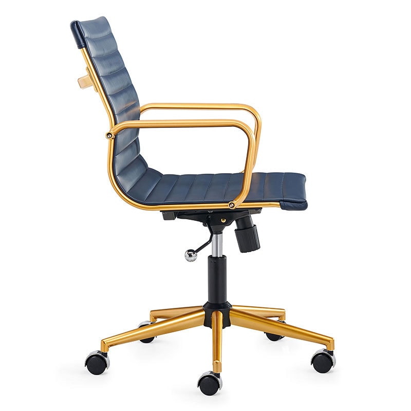 【美國現貨】LUXMOD會議辦公椅 藍色+金色扶手底座 單人位