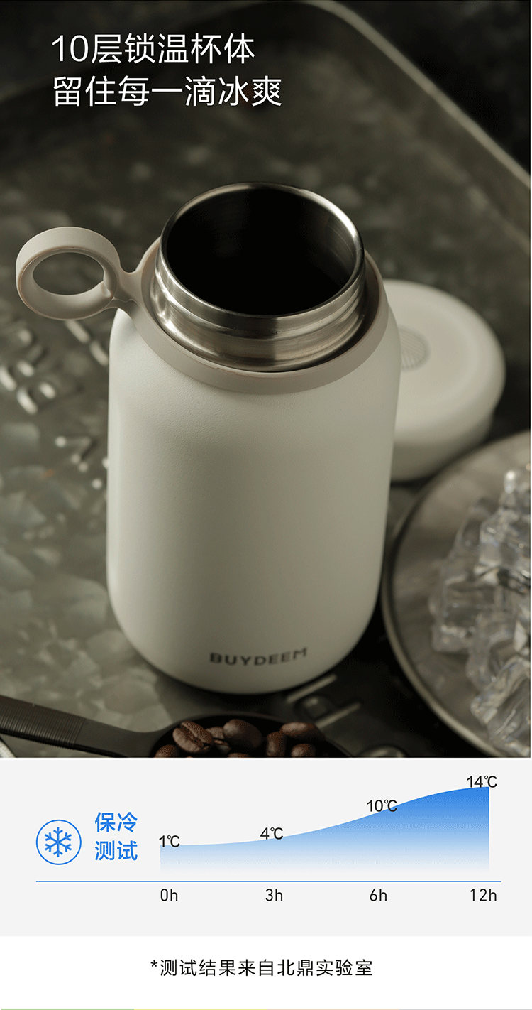 Vacuum insulated stainless steel water bottle travel mug 300ml pure white 1pc