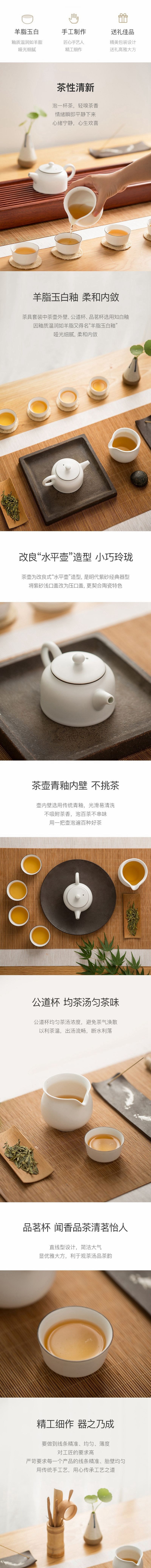 [5-7 Days U.S. Shipping] Suet Jade White Tea Set Gift Box 6-piece set